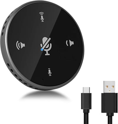 Draadloze USB Speakerphone voor Conferenties met Indicatorlicht, Volume- en Opnameknoppen - Ideaal voor Thuiswerk en 360º Geluidsopname