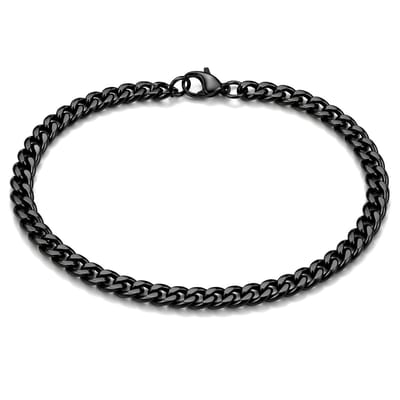 Stalen heren armband LGT JWLS Gourmet schakel Zwart 3mm-23cm