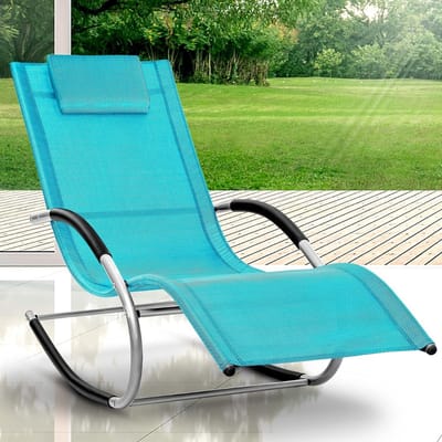 SVN® Zonnebank - Zonnescherm - Schommelstoel - Draagvermogen 150 kg - Lichtblauw - 153cm x 62cm x 89cm