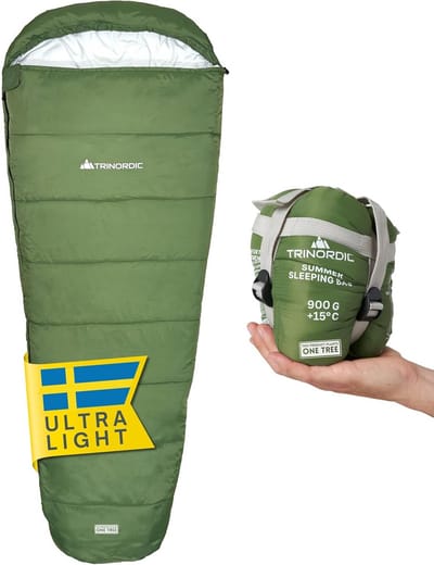 Mummieslaapzak Zomer Extra Lang met Anti-Klem Rits - Volwassen Slaapzak 900g