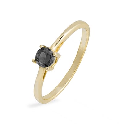 Luxenter Sterling zilveren 925 ring met Onyx Zirkonia afgewerkt in 18K geelgoud - Otieno