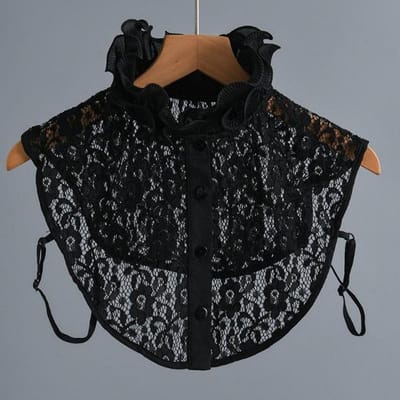 Col Détachable en Dentelle pour Femme Vintage Uni Faux Col Revers Blouse Haut Ajustable Vêtements pour Femmes Dames Faux Col