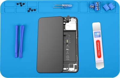 MMOBIEL Siliconen Reparatie- en Soldeermat – 30 x 20 cm – Hittebestendig tot 500°C - Siliconen Mat voor Solderen met Warmte-Isolatie – Reparatiemat voor o.a. Telefoon / Computer / Electronica – Blauw