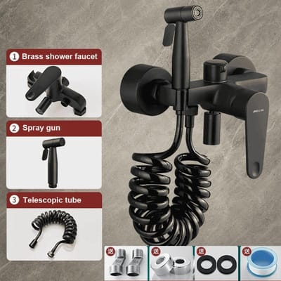Robinet de douche mural en laiton pour salle de bain avec douchette - Robinet triple baignoire Mitigeur eau froide Filetage G1/2 pouce