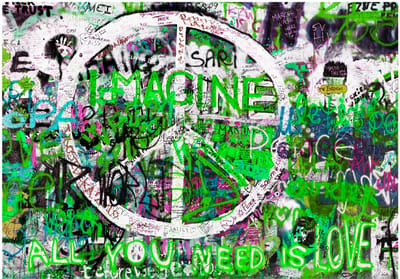 Fotobehangkoning - Behang - Vliesbehang - Fotobehang Groene Graffiti - 150 x 105 cm
