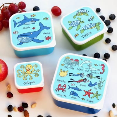 Oceaan dieren snackboxjes snackdoosjes set 4 stuks - Tyrrell Katz
