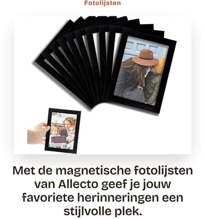 Dailygoods- Fotolijsten Magnetisch - 10 Stuks - Zelfklevend - Opklapbare Magnetlijsten - Wanddecoratie - Voor A6 Foto's - Minimalistisch Ontwerp - Magnetische Fotolijst