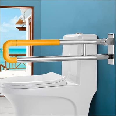 Badkamer Handgreep - Toiletsteun Opklapbaar - Veiligheid Verhogen - Nachtelijke Verlichting - 70 cm - Geel