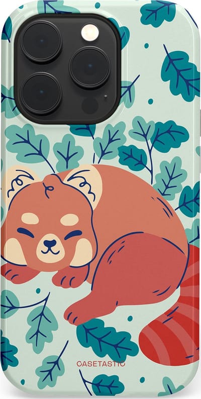 Casetastic Hoesje Geschikt voor Apple iPhone 14 Pro Magsafe - Stijlvolle Beschermende Duo-layer Case - Rode panda avonturen