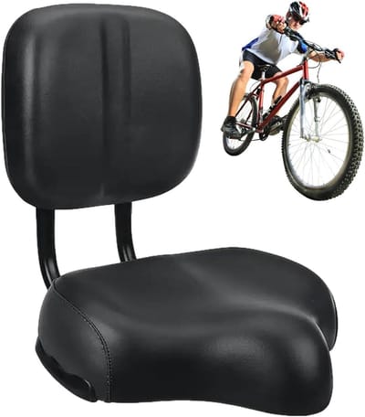 Fietszadel met rugleuning - Comfortzadel - Comfortabel fietsen - Verstelbare rugleuning - 395 cm lang - Zwart