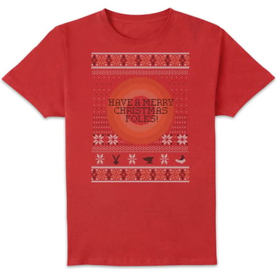 Looney Tunes Knit Men's Christmas T-Shirt - Red - S