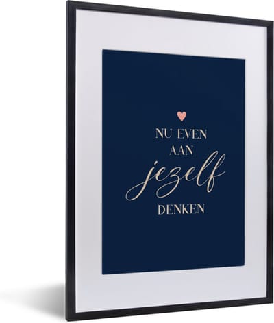 Fotolijst incl. Poster - Get well soon - Spreuken - Hart - Denken - 30x40 cm - Posterlijst