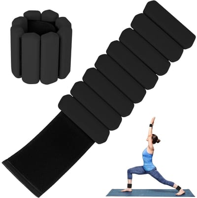 Daity 2-pack - Siliconen armband voor krachttraining - draagbare arm- en beengewichten voor mannen en vrouwen - verstelbare pols- en enkelgewichten voor wandelen - yoga - zwemmen - fitness - 2 lbs（Zwart）