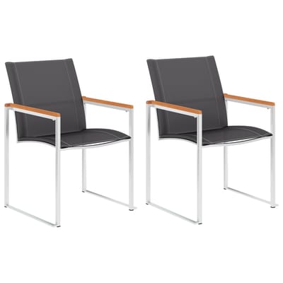 vidaXL - Tuinstoelen - 2 - st - textileen - en - roestvrij - staal - grijs