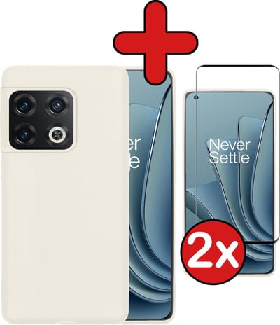 Hoesje - Met 2x Screenprotector - Geschikt voor OnePlus 10 Pro - Sterk & Shockproof - Telefoon Hoes - Back Cover - Siliconen Case - Telefoonhoes - Wit