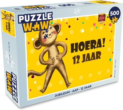 Puzzel Jubileum - Aap - 12 jaar - Legpuzzel - Puzzel 500 stukjes