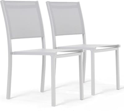 Aluminium Tuinstoelen met Textile Bekleding - Set van 2 - Wit