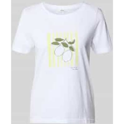 Zachte katoenen T-shirt met bedrukking aan de voorkant en decoratieve stiksels voor dames s.Oliver