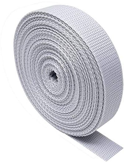 Stevige geweven band - 5 meter - geschikt voor rugzakken, bagage en riemen (lichtgrijs, 20 mm)