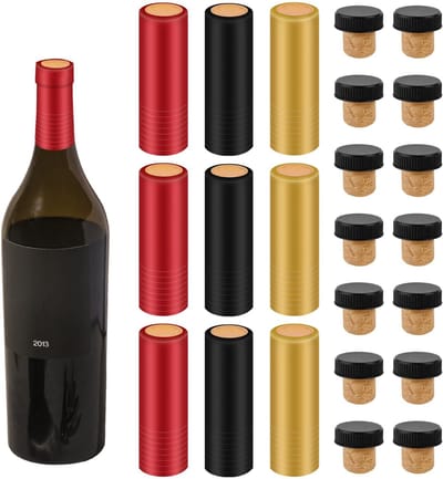 Dailygoods- Wijnsluiter 60st - T-vormige Wijnkurken - PVC Krimpfolie - Zwarte Plastic Bovenkant - Voor Kelders en Thuisgebruik - Geschikt voor Wijnflessen