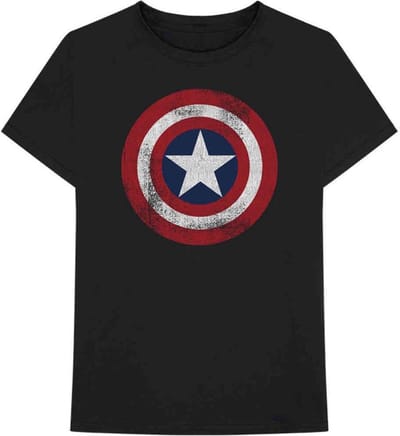 Marvel Captain America - Distressed Shield Heren T-shirt - S - Zwart