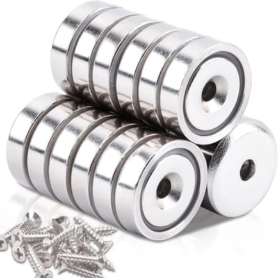 Extra sterke neodymium magneten set van 18 stuks, 16mm schijfmagneten met 8kg trekkracht, ideaal voor keukens en DIY-projecten, inclusief schroeven en stalen kussens