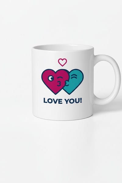 Liefdesmok 'Love You!' met Kus Harten Design - Romantisch Cadeau & Valentijn Beker