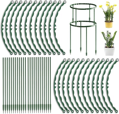 48 stuks halfronde tuinplantensteunen - Kunststof plantensteunen groen 25 x 14 cm
