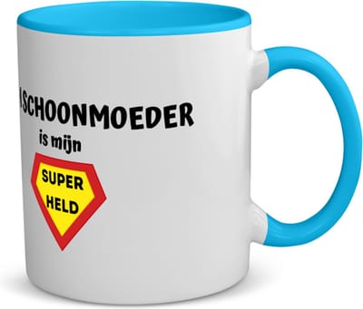 Akyol - mijn schoonmoeder is mijn superheld koffiemok - theemok - blauw - Schoonmoeder - super schoonmoeder - moeder cadeautjes - moederdag - verjaardag - geschenk - kado - 350 ML inhoud