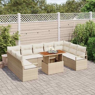 vidaXL - Tuinbank - Set - 10 - st - 9-Aantal - zitplaatsen - Beige - en - Crème