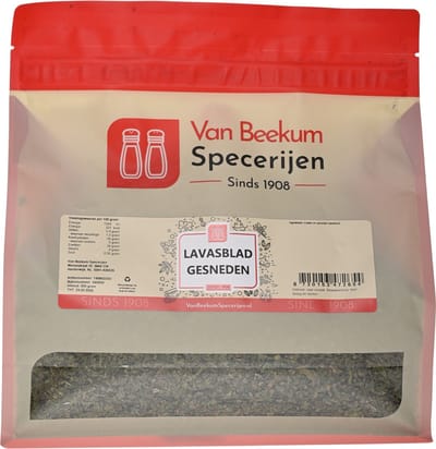 Van Beekum Specerijen - Lavasblad Gesneden - 350 Gram (hersluitbare stazak)