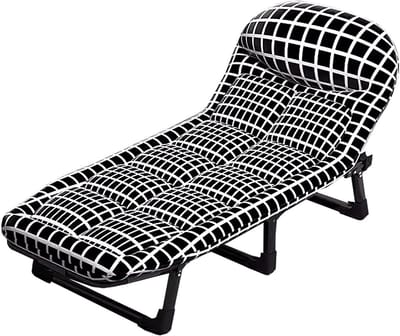 Vouwbed met matras - Opklapbed gastenbed - Comfortabel slapen buiten - 6-positie verstelbaar - 180x60cm - Zwart