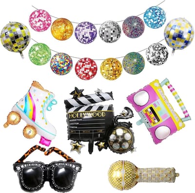 Dailygoods- Disco Ballonnen 7 Stuks - Feest Ballonnen - Folieballonnen - Heliumballonnen - Disco Versiering - Unieke Decoratie - Feestballonnen