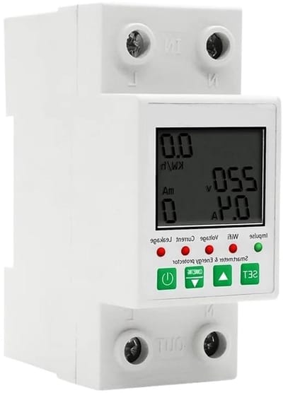 Slimme Energiemeter - Stroommeter Wattmeter - Energie Verbruik Meten - App Wifi Controle - 63A - Blauw