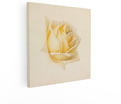 Artaza Canvas Schilderij Gele Roos - 90x90 cm - Wanddecoratie Bloemen - Muurdecoratie Aquarel - Decoratie Vintage Schilderijen Op Canvas