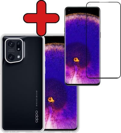 Hoesje - Met Screenprotector - Geschikt voor OPPO Find X5 - Sterk & Shockproof - Telefoon Hoes - Back Cover - Siliconen Case - Telefoonhoes - Transparant