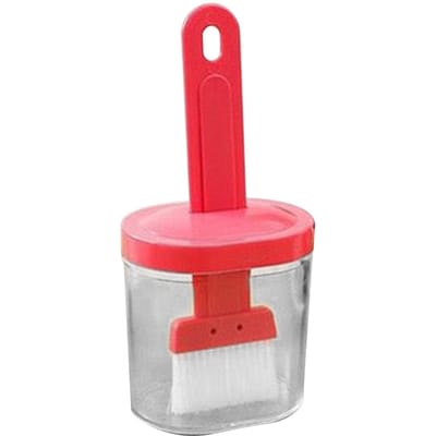 Geïntegreerde Siliconen Olie Fles Borstel Olijfolie Dispenser Fles met Siliconen Borstel voor Koken roze