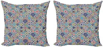 ABAKUHAUS Kussenhoes Set – 2x45x45 cm – Dubbelzijdig Bedrukt – Multicolor