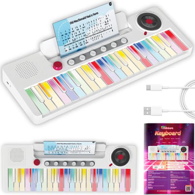 Keyboard voor Kinderen – Educatieve Speelgoed Piano met Oplichttoetsen – 37 Toetsen Keyboard Piano – 56 Liedjes & 22 Instrumentgeluiden – Educatief Speelgoed Instrument voor Kinderen