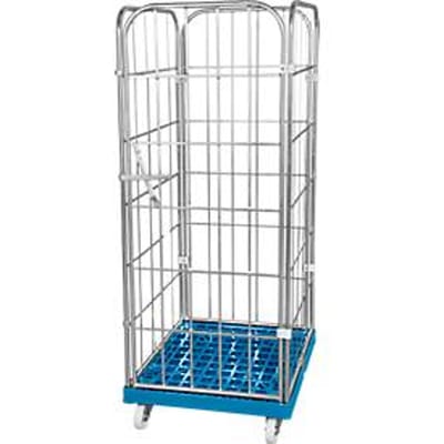 Kunststof rolplaat met 2 zijhekken, 1 achterwand, 1 voorwand, lichtblauw RAL 5012