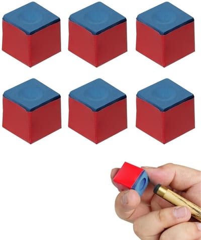 Dailygoods- Biljartkrijt 6 Stuks - Blauw - Biljartkrijthouder - Biljartkrijtjes - Gelijkmatige Coating - Foutvermindering - Poolkrijt