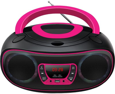 DnA® Radio-cd-speler - Kinderen - Bluetooth - Lichteffecten - Zwart/Roze - 13cm x 26cm x 23cm