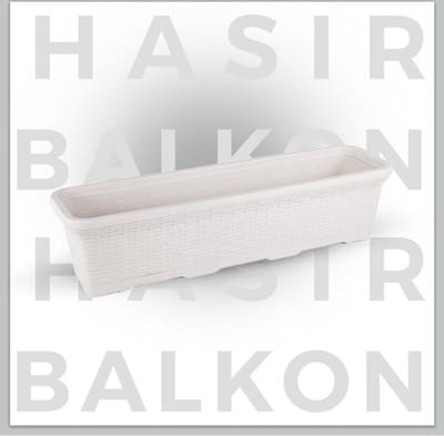 Rieten balkon bloembak 16.5L wit kunststof723x20x18 Rotanlook met drainage