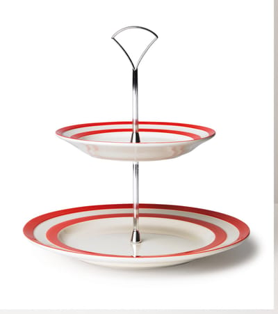 Cornishware - Etagere 2 laags Rood Wit - Tafeldecoratie - Engels servies