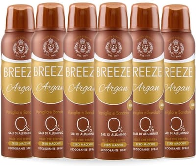 6x BREEZE Argan Deodorant Spray 150ml