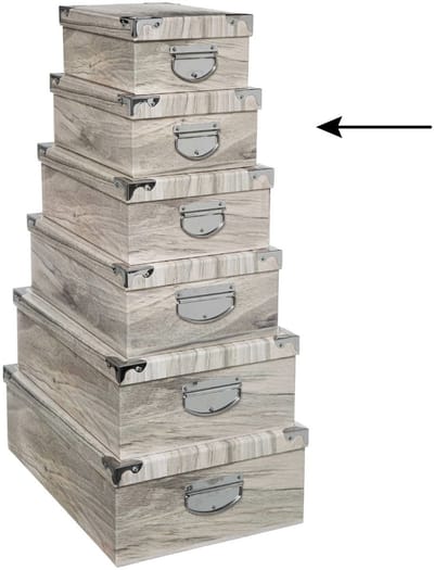 5Five Opbergdoos/box - 2x - Houtprint licht - L32 x B21.5 x H12 cm - Stevig karton - Treebox