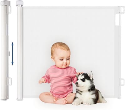 Traphekje uitschuifbaar 0-180cm, extra breed babyhekje, bediening met één hand, deurhekje voor baby's en huisdieren, kinderhekje, gaashekje voor trappen, deuren, gangen, wit