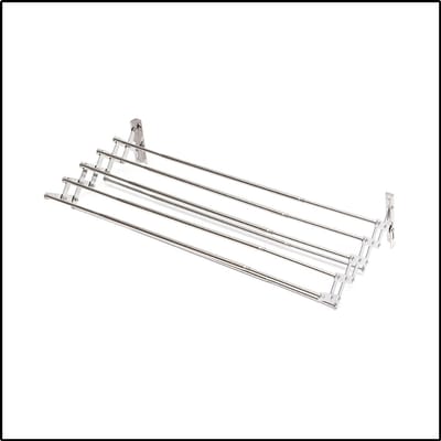 Wandgemonteerd Kledingrek Uitschuifbaar - Opvouwbaar Droogrek - Roestvrij Staal - Ruimtebesparend Design - Zilver
