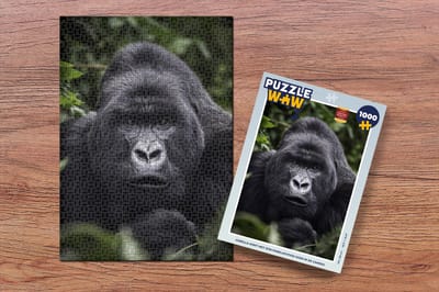 Puzzel Gorilla kijkt met zijn parelachtige ogen in de camera - Legpuzzel - Puzzel 1000 stukjes volwassenen