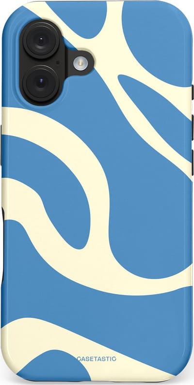 Casetastic hoesje geschikt voor Apple iPhone 16 - MagSafe - Dubbellaagse bescherming - Lichtblauwe water vlekken - Fashion Case - Lavendel Crème Lichtblauw